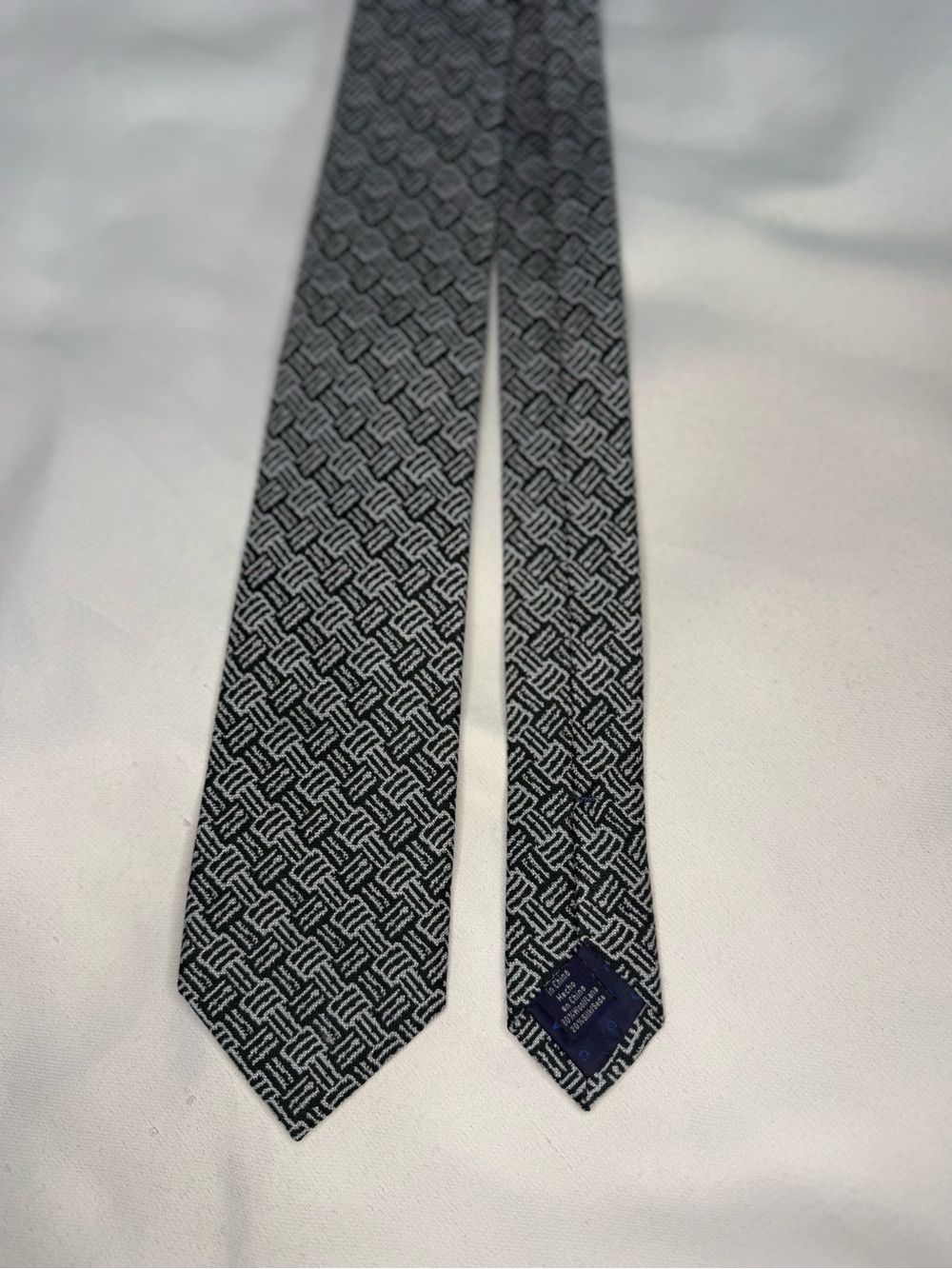 Cole Haan - Wool Blend Classic Geometric Navy and White Silk Tie